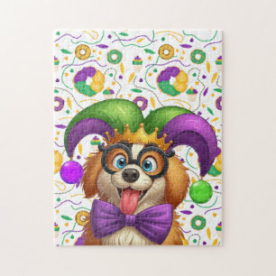 Schattigee puppyhond Mardi Gras in nar pet Legpuzzel