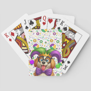 Schattigee puppyhond Mardi Gras in nar pet Pokerkaarten
