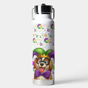 Schattigee puppyhond Mardi Gras in nar pet Waterfles