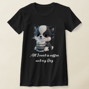 Schattigee puppyhondengrafiek - Ik hou van koffie T-shirt