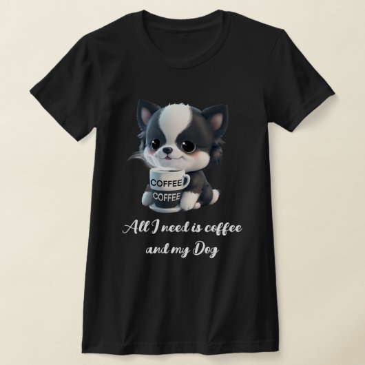 Schattigee puppyhondengrafiek - Ik hou van koffie T-shirt (Laagn)