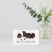 Schattigee pups, dierenwinkel & groomers visitekaartje (Staand voorkant)