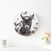 Schattigee Pygmee Geit Schilderen Bloemen Muur Klo Grote Klok (Huis)