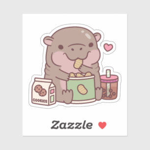 Schattigee Pygmee Hippo houdt van snack Sticker