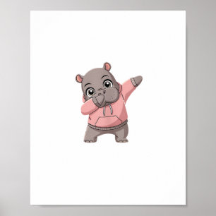 Schattigee Pygmee Hippo Kinder Meisjes Jongens Dab Poster