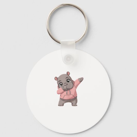 Schattigee Pygmee Hippo Kinder Meisjes Jongens Dab Sleutelhanger (Voorkant)