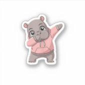 Schattigee Pygmee Hippo Kinder Meisjes Jongens Dab Sticker (Voorkant)
