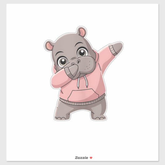 Schattigee Pygmee Hippo Kinder Meisjes Jongens Dab Sticker (Vel)