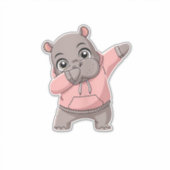 Schattigee Pygmee Hippo Kinder Meisjes Jongens Dab Sticker (Voorkant)