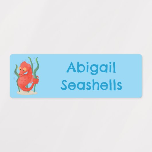 Schattigee pygmee zeepaardje cartoon gepersonalise labels (Design 2)