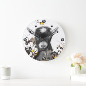 Schattigee Pygora Geit Schilderen Bloemen Muur Klo Grote Klok (Huis)