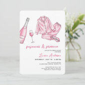 Schattigee pyjama en Prosecco Vrijgezellenfeest Kaart (Staand voorkant)