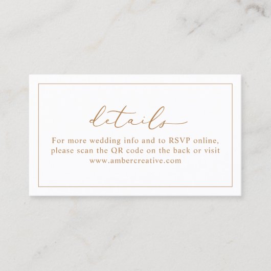 Schattigee QR Code Huwelijk Website Details Kaarte Visitekaartje (Voorkant)