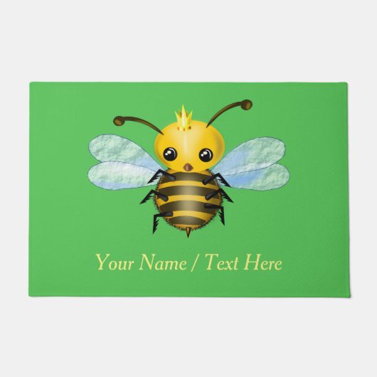 Schattigee Queen Bee Deurmat met Aangepaste Naam T (Voorkant)