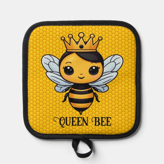 Schattigee Queen Bee Personaliseren Pannenlap (Voorkant)