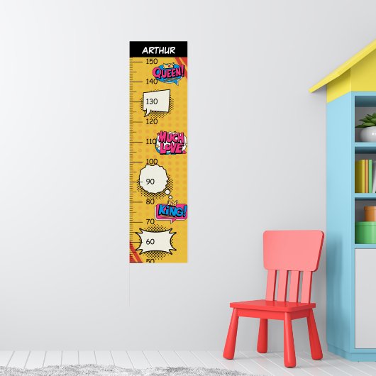 Schattigee Queen en King Comic Theme Groeikaart Poster (Kinderkamer 1)