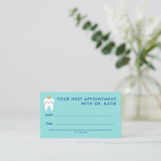 Schattigee Queen Tooth Pediatrische Tandarts Afspr Afsprakenkaartje (Staand voorkant)