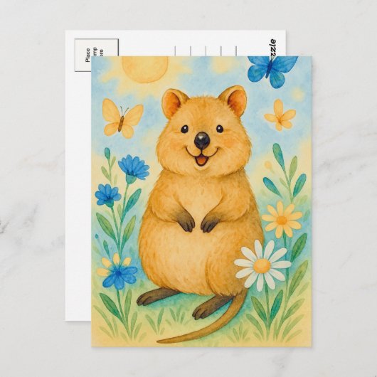 Schattigee Quokka Spring Summer Kangaroo Animal Br Briefkaart (Voorkant / Achterkant)