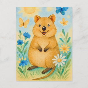 Schattigee Quokka Spring Summer Kangaroo Animal Br Briefkaart