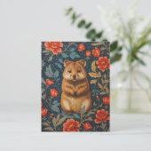 Schattigee Quokka William Morris Geïnspireerd Bloe Briefkaart (Staand voorkant)