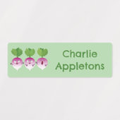 Schattigee raap groente trio cartoon gepersonalise labels (Design 2)