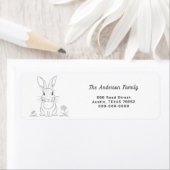 Schattigee Rabbit Line Art Retour Adreslabel Etiket (Insitu)