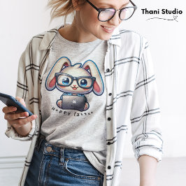 Schattigee Rabbit Tech Guru Hoppy Pasen & Aangepas T-shirt