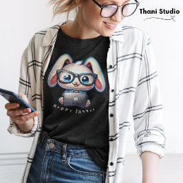 Schattigee Rabbit Tech Guru Hoppy Pasen Aangepaste T-shirt