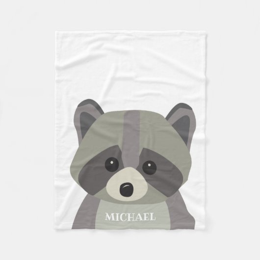 Schattigee Raccoon Modern gepersonaliseerde Baby Fleece Deken (Voorkant)