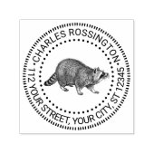 Schattigee Raccoon SIde Uitzicht Tekennaam Adres Zelfinktende Stempel (Design)