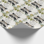 Schattigee Raccoon Woodland Animal Verjaardagsfees Cadeaupapier (Hoek)