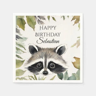 Schattigee Raccoon Woodland Animal Verjaardagsfees Servet