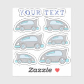 Schattigee Race Auto Cartoon Tekening Naam Kinder Sticker (Vel)