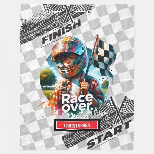 Schattigee racedeken Formula 1 Boy Verjaardagscade Fleece Deken (Voorkant)