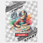 Schattigee racedeken Formula 1 Girl Verjaardagscad Fleece Deken (Voorkant)