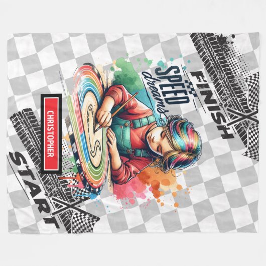 Schattigee racedeken Formula 1 Girl Verjaardagscad Fleece Deken (Voorkant (Horizontaal))