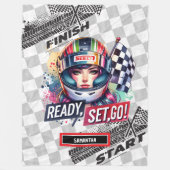 Schattigee racedeken Meisje Rijdende Sport Auto Fleece Deken (Voorkant)