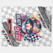 Schattigee racedeken Meisje Rijdende Sport Auto Fleece Deken (Voorkant (Horizontaal))