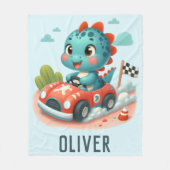 Schattigee Racer Dino Rijden een snelle auto Fleece Deken (Voorkant)