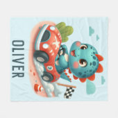 Schattigee Racer Dino Rijden een snelle auto Fleece Deken (Voorkant (Horizontaal))