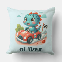 Schattigee Racer Dino Rijden een snelle auto Kussen