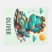 Schattigee Racing Dinosaurus in een Auto Fleece Deken (Voorkant (Horizontaal))