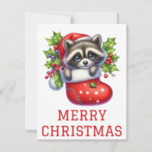 Schattigee Racoon Christmas Kaart