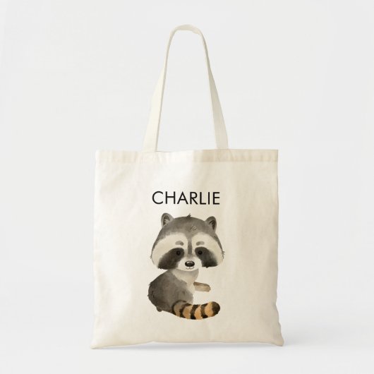 Schattigee Racoon Kinderen gepersonaliseerde Canva Tote Bag (Voorkant)