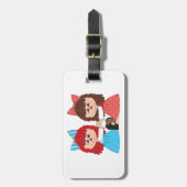 Schattigee Rag Doll Vrienden Meisjes met Bogen en Bagagelabel (Voorkant verticaal)