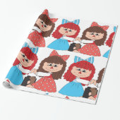 Schattigee Rag Doll Vrienden Meisjes met Bogen en  Cadeaupapier (Uitgerold)