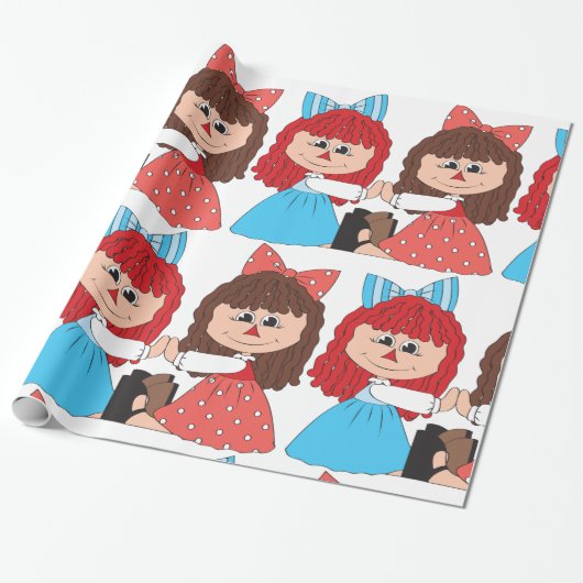 Schattigee Rag Doll Vrienden Meisjes met Bogen en  Cadeaupapier (Uitgerold)