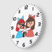 Schattigee Rag Doll Vrienden Meisjes met Bogen en  Grote Klok (Hoek)