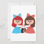 Schattigee Rag Doll Vrienden Meisjes met Bogen en  Kaart (Voorkant)