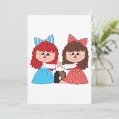 Schattigee Rag Doll Vrienden Meisjes met Bogen en  Kaart (Staand voorkant)